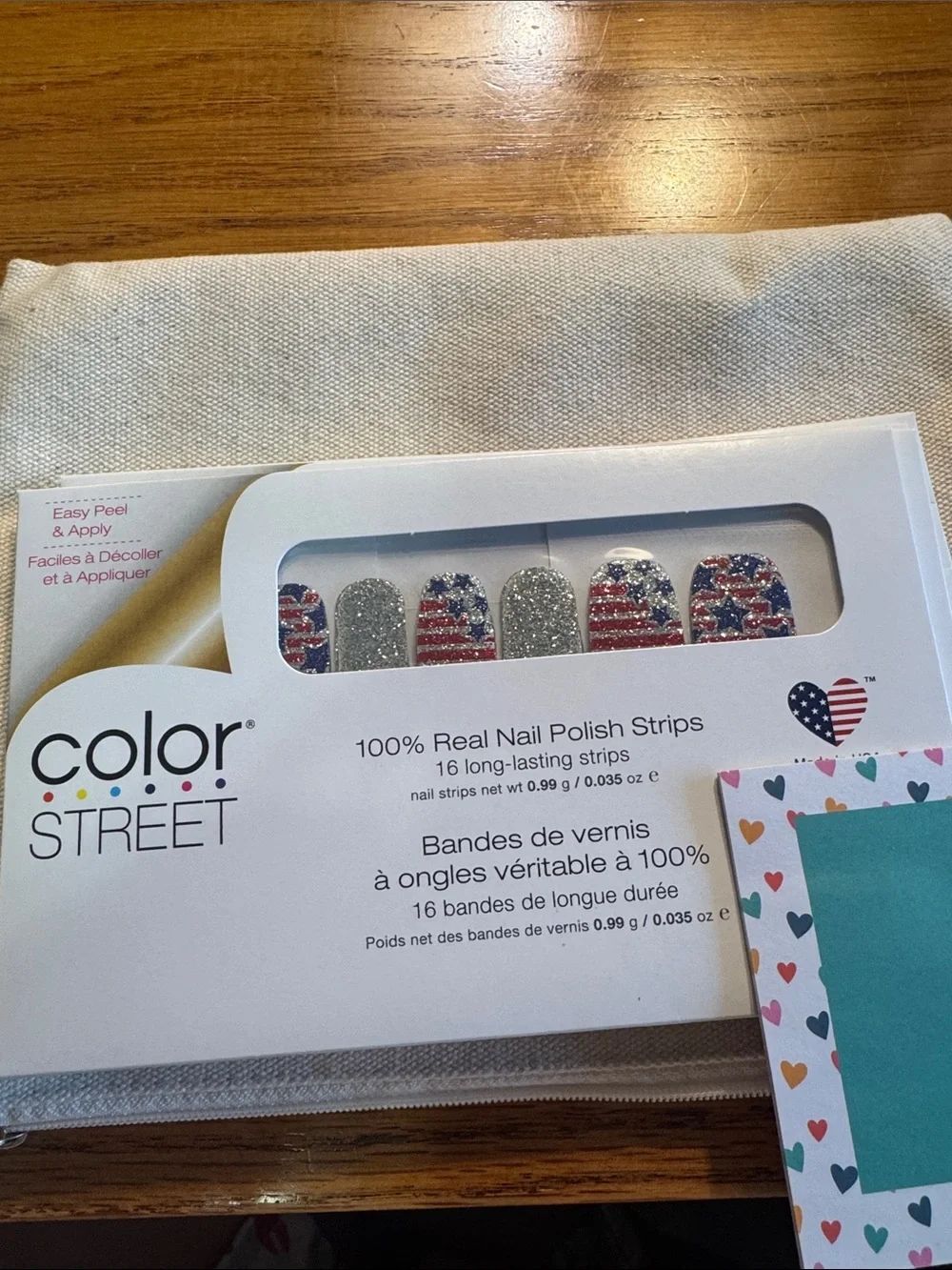 Color Street Red, White & Silver American Flag Nail Strips glitz &Glory NWT